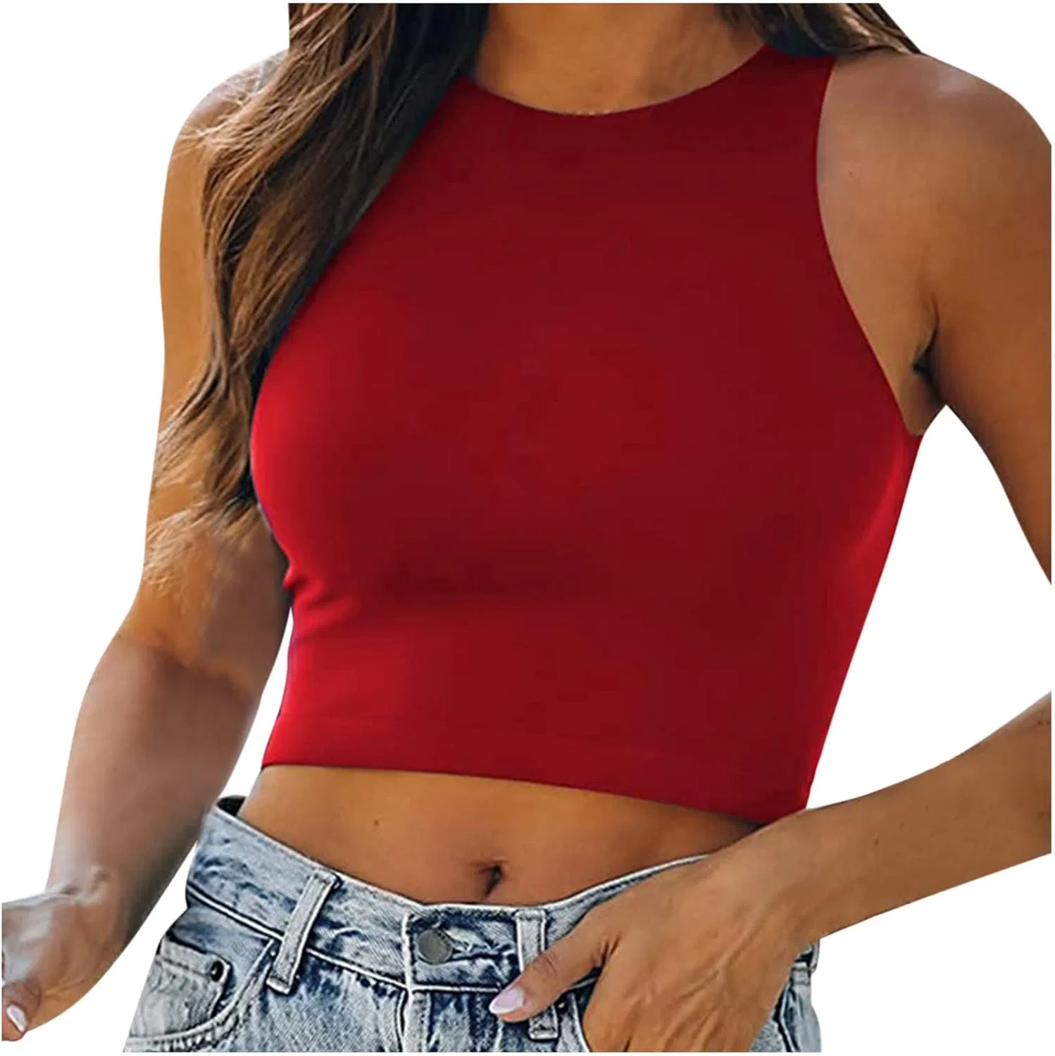 Женский топ с вырезом лодочкой, Racerback, A02#red