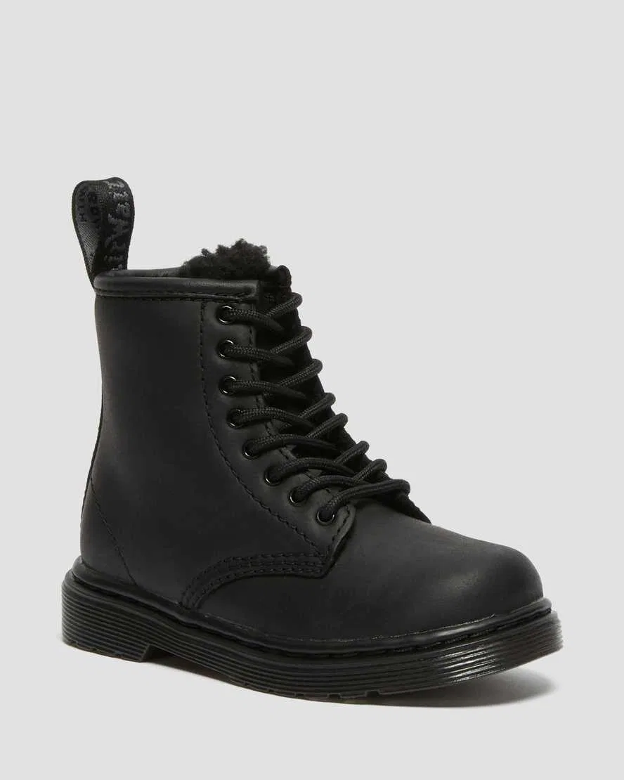Детские ботинки 1460 с подкладкой из искусственного меха Dr Martens, черный