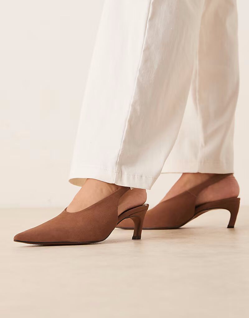Туфли ASOS DESIGN Sculpt на среднем каблуке из верблюжьей замши