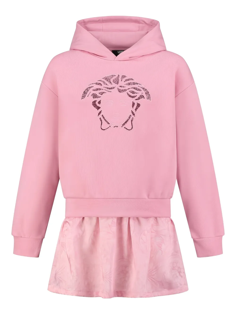 

Платье с капюшоном и декором Medusa Versace Kids, розовый