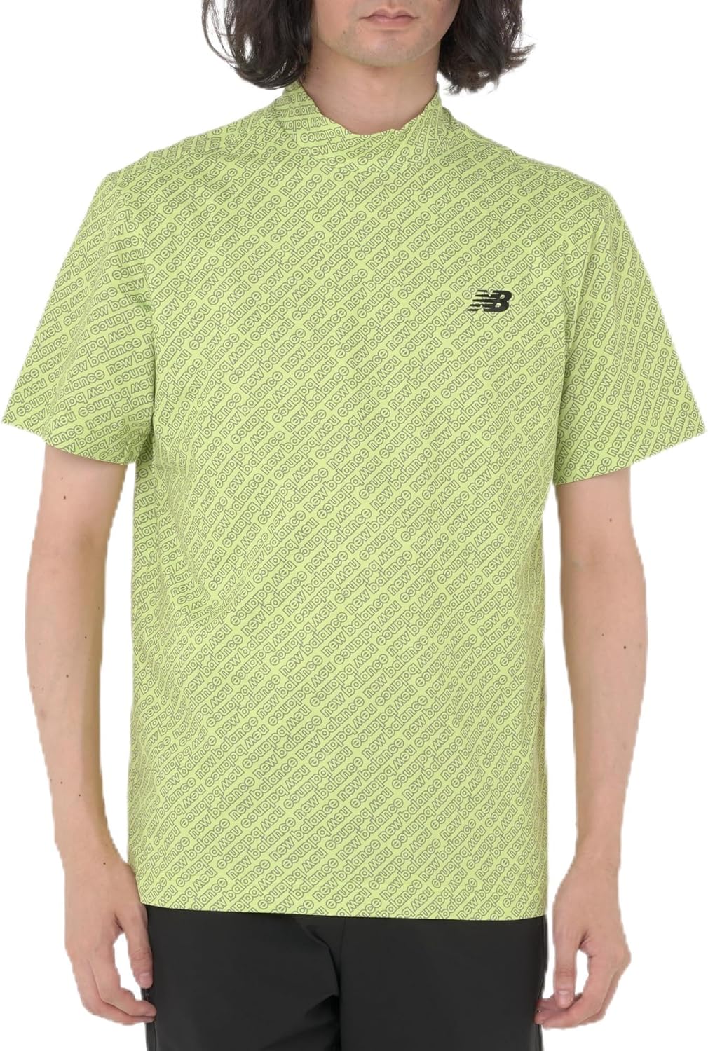 

Мужская футболка для гольфа New Balance с коротким рукавом и высоким воротником (контурный принт, влагоотводящая, быстросохнущая) 012-4266002, желтый