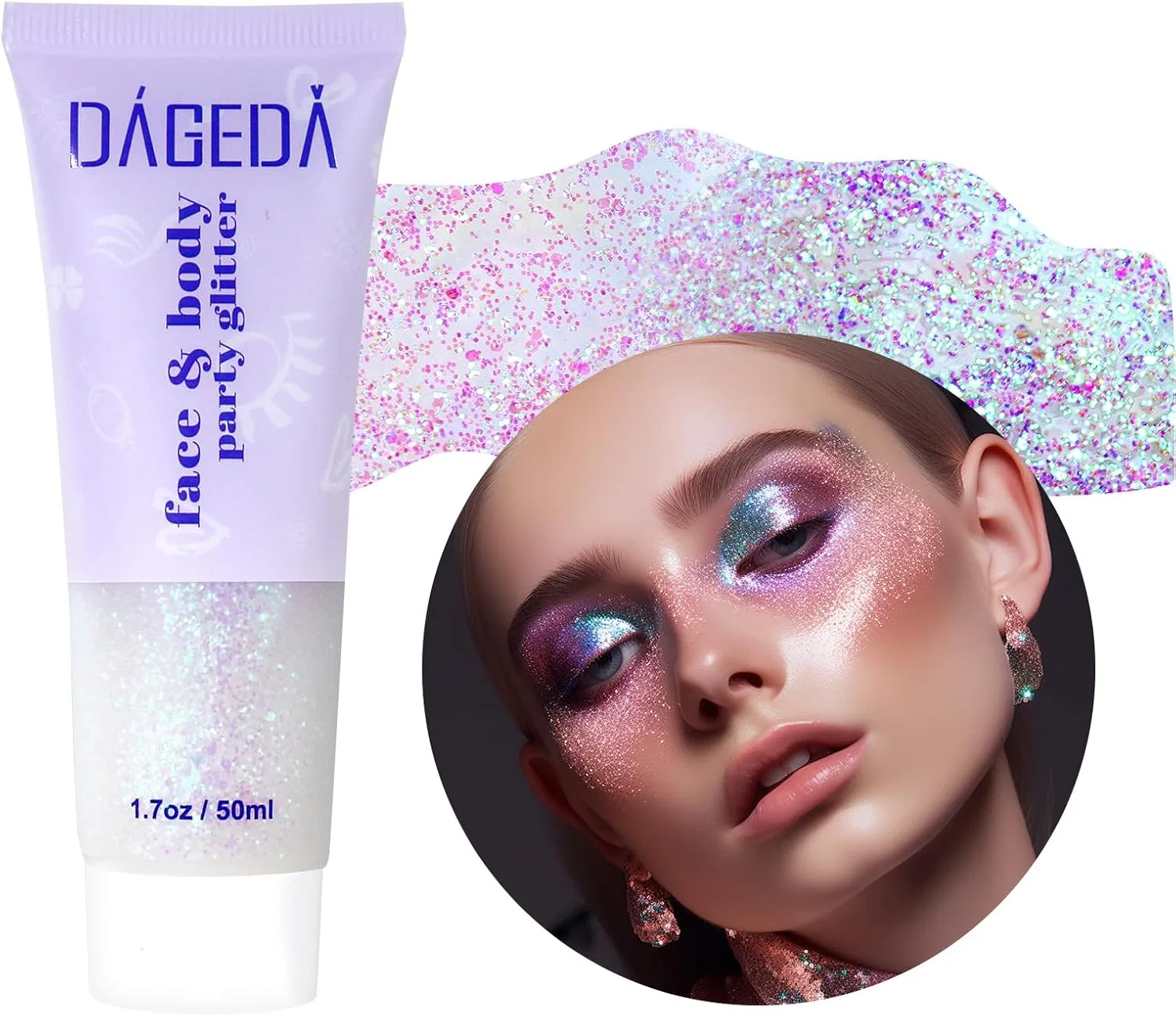 Гель-блеск для тела DAGEDA с голографическими блестками, 50 мл, Neno Pink