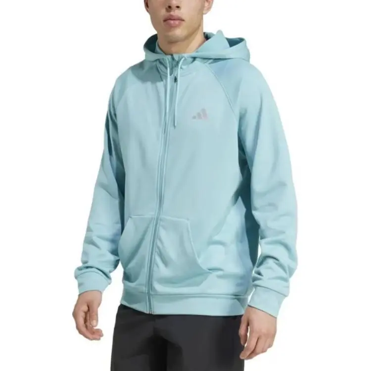 Adidas Толстовка с молнией и большим логотипом, Light Blue — фото 3