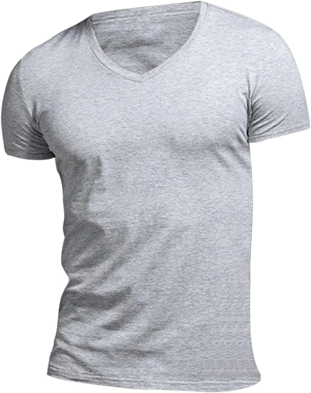 Мужская футболка с V-образным вырезом, короткий рукав, Slim Fit, летняя — фото 3