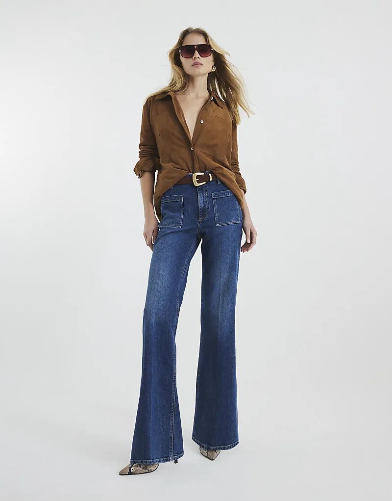 

Джинсы River Island Denim с высокой посадкой и свободным кроем, из денима, размер средний