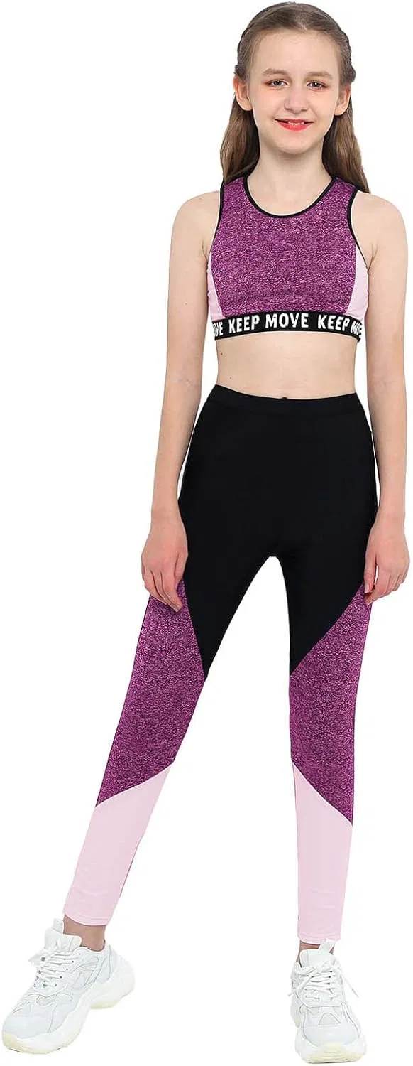 Детский спортивный костюм для девочек Choomomo, топ и леггинсы, Pink Black