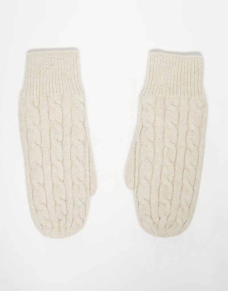 

Варежки My Accessories с косами кремового цвета