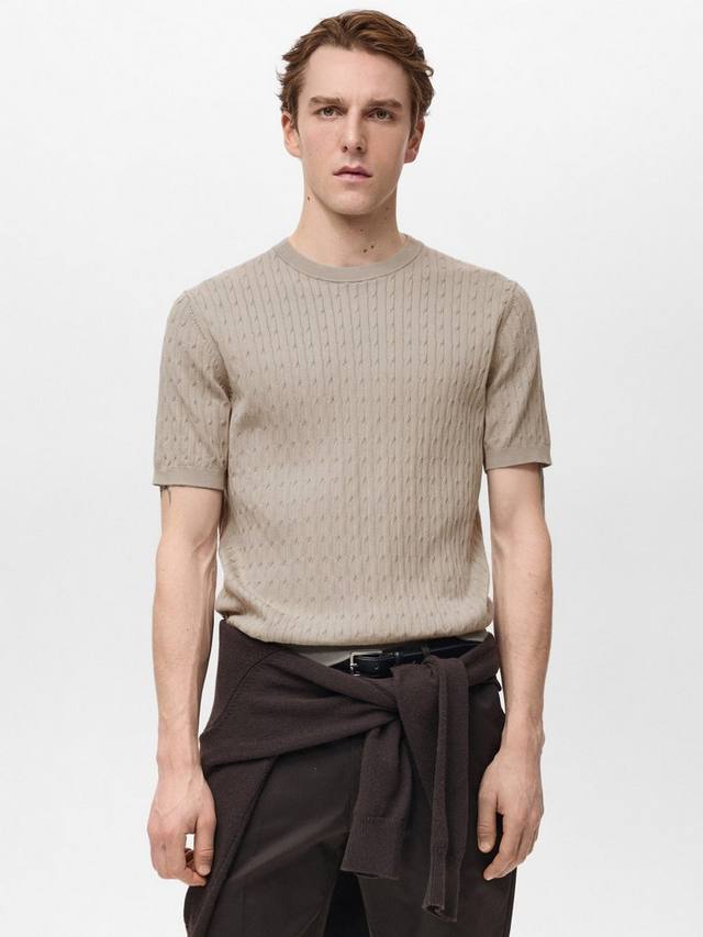 

Футболка Muga Cotton Regular Fit с круглым вырезом Mango, Beige