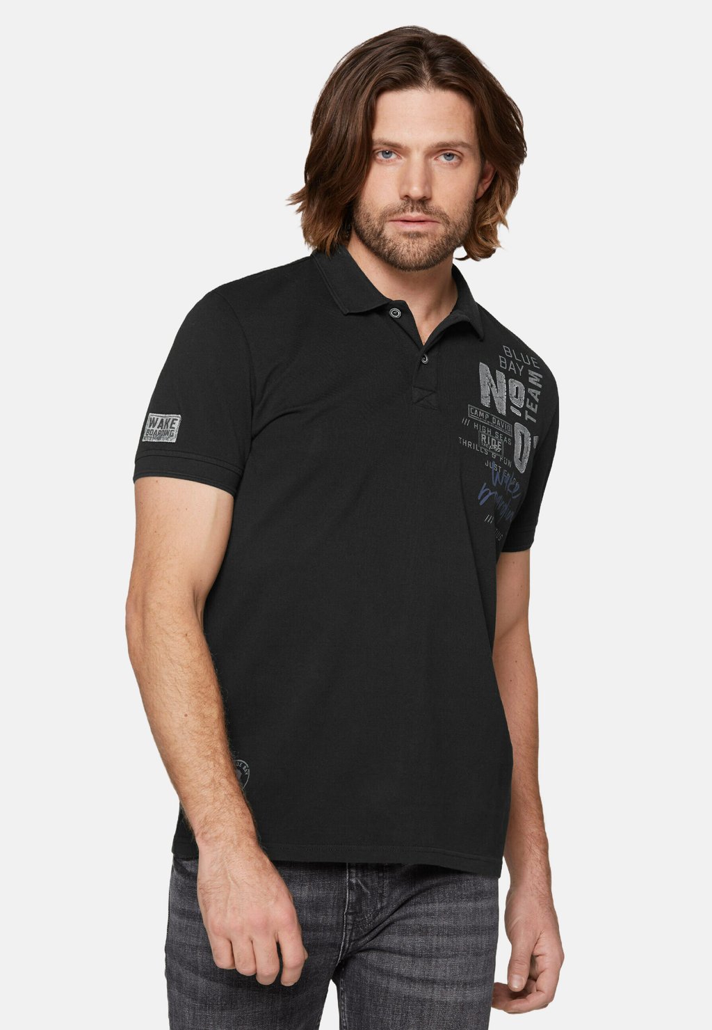 

Рубашка поло MIT LABEL PRINTS Camp David, черный