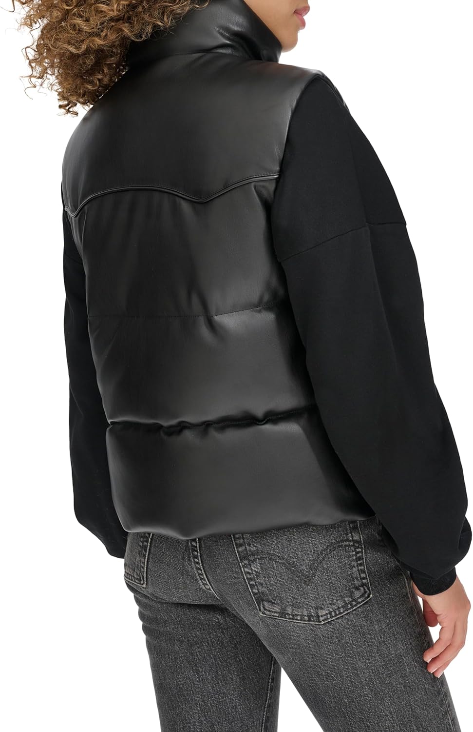 Женский жилет Levi's Western Puffer, Black Faux Leather — фото 4