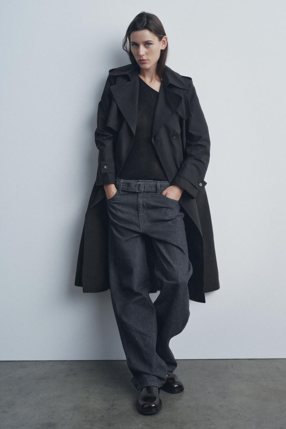 

Тренч-пальто оверсайз ZARA, черный
