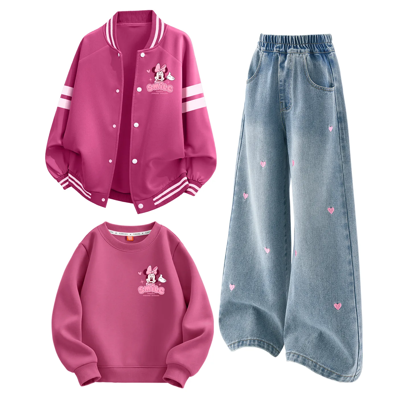 Детская повседневная спортивная футболка с круглым вырезом Disney, Dilexoni K Rose Red+Solid Color Sea Salt Blue+Dilexoni K Berry Red