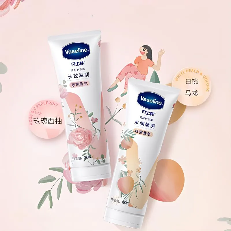 Vaseline Увлажняющий и освежающий крем для рук с успокаивающим и подтягивающим эффектом, 100 мл + 100 мл, Two-Piece Set: Tipsy Strawberry Hand Cream 50ml+Tipsy Grape Hand Cream 50ml — фото 4