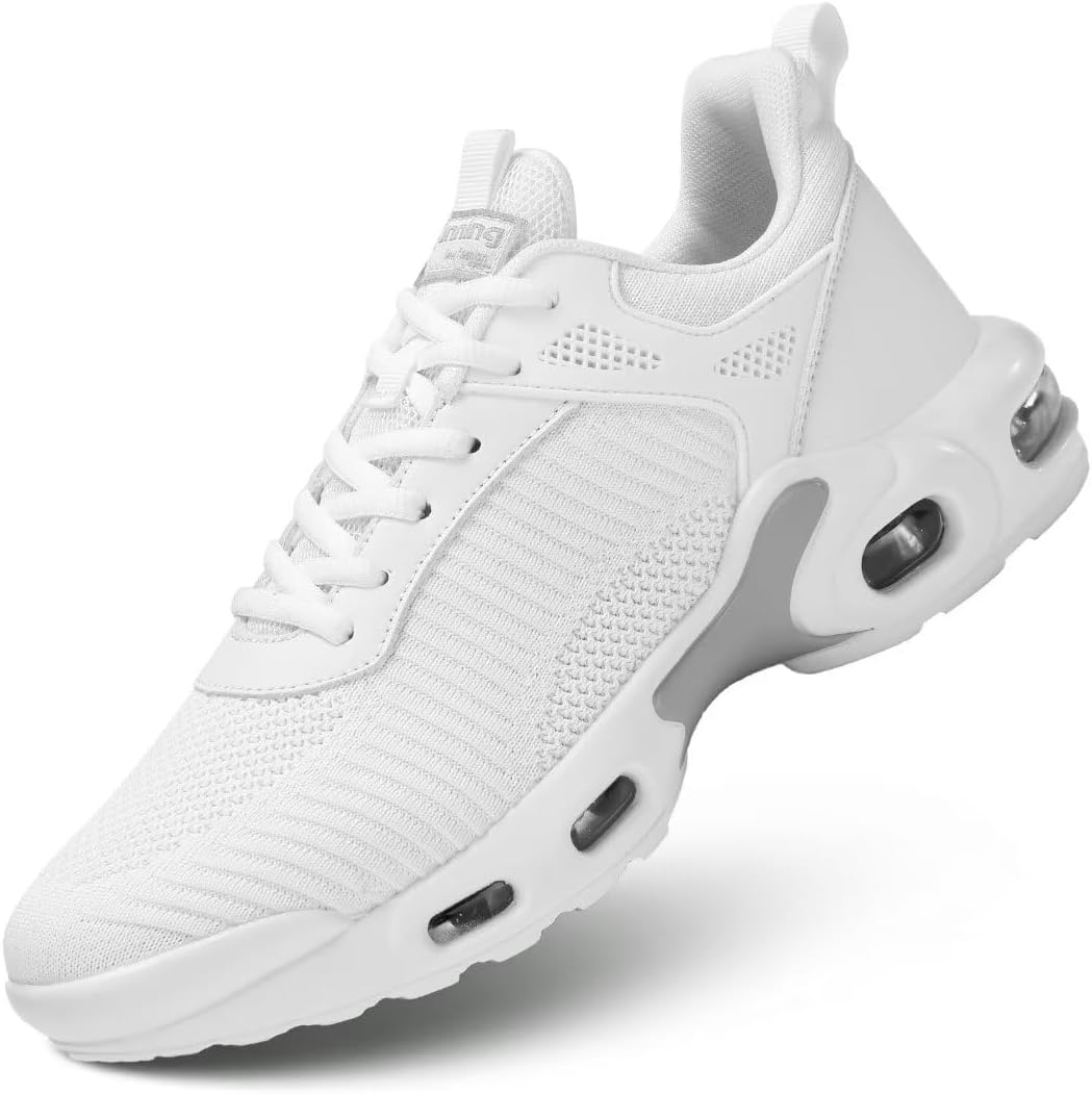

Мужские кроссовки Air для бега Легкие дышащие прогулочные кроссовки Нескользящие модные кеды Сетчатые спортивные кроссовки для тренировки и повседневной носки Kapsen, белый