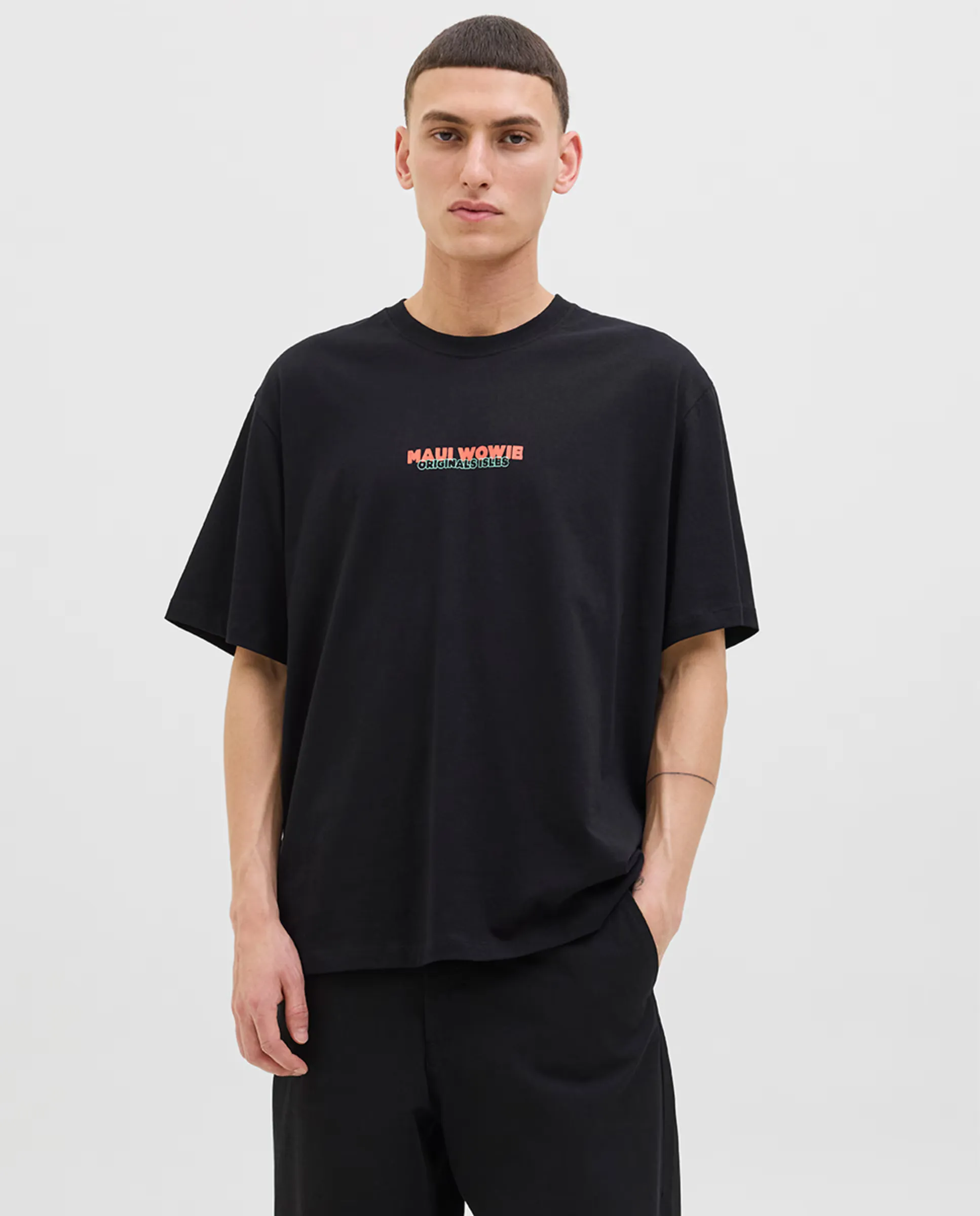 

Мужская футболка с коротким рукавом и принтом на спине Jack & Jones, черный
