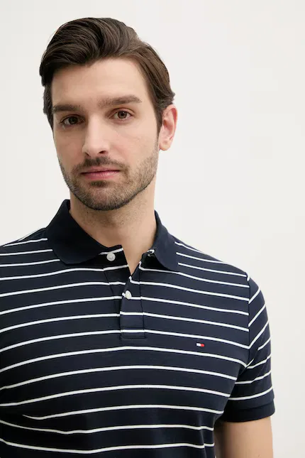 Поло мужское из хлопка Tommy Hilfiger, синий — фото 4
