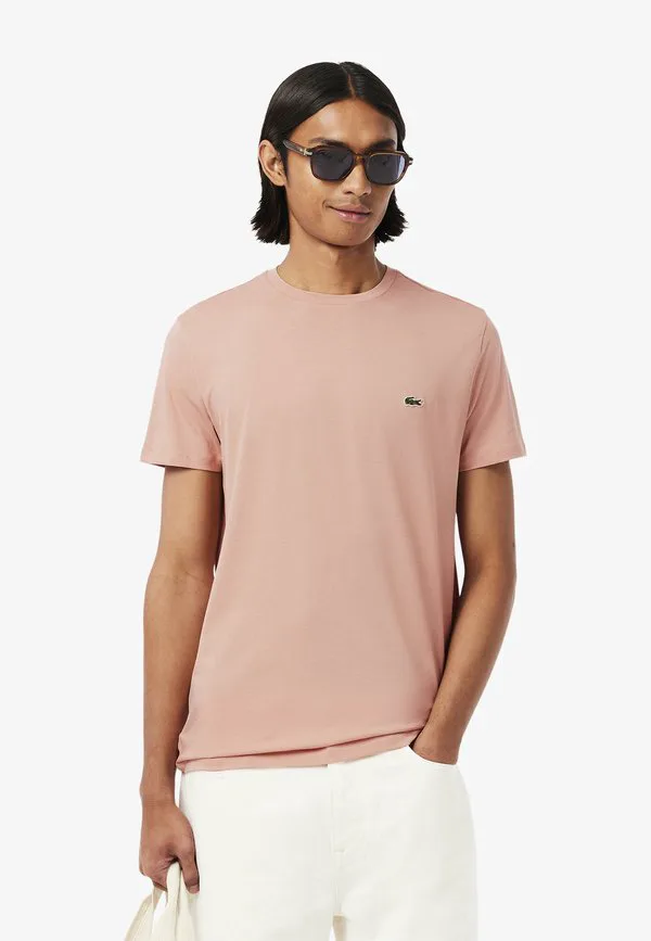 Футболка Lacoste, однотонная, с вышивкой, бежевый Rose Zih