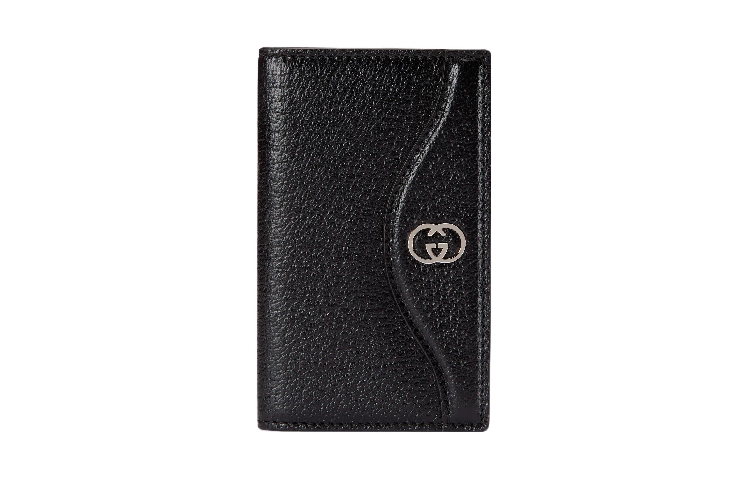 

Gucci Мужской кожаный держатель для карт с переплетающимися элементами, черный