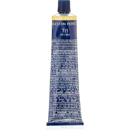 Wella Koleston Perfect Me+ Rich Naturals Стойкая крем-краска для волос 7/1 Средне-русый пепельный 60 мл — фото 2