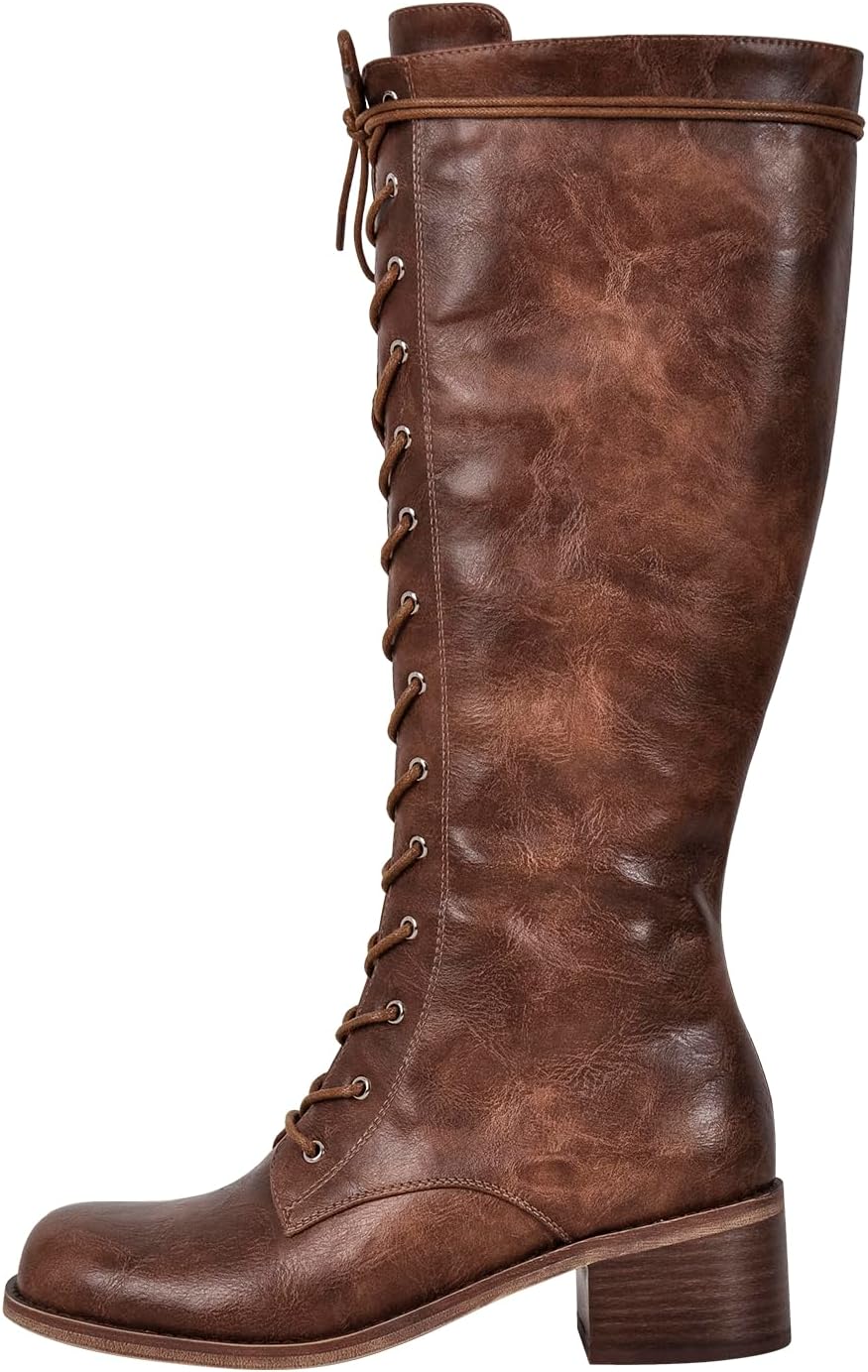 

Ботинки VERISSON с квадратным носком, низким массивным каблуком и молнией, модные ботильоны, Knee Brown