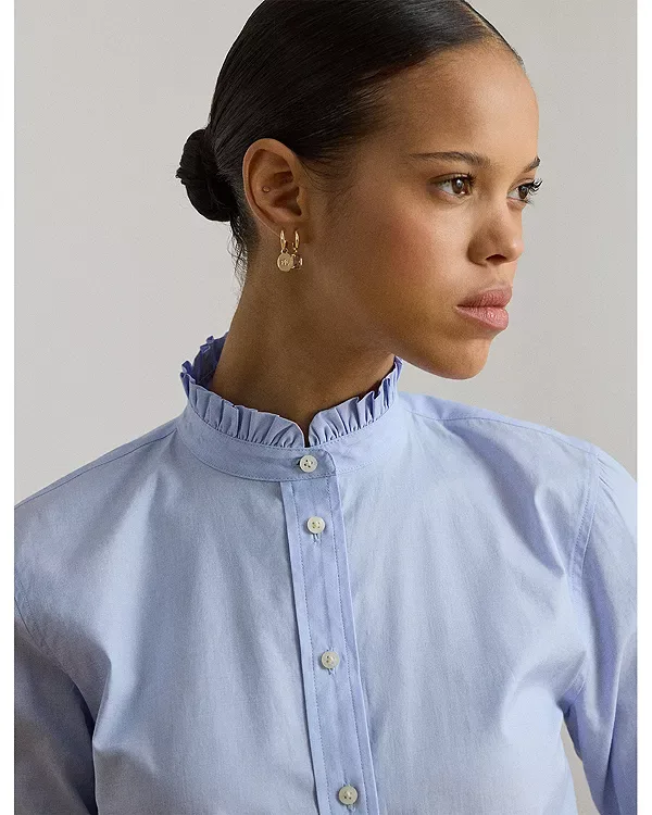 Рубашка с оборками Ralph Lauren, Blue — фото 4