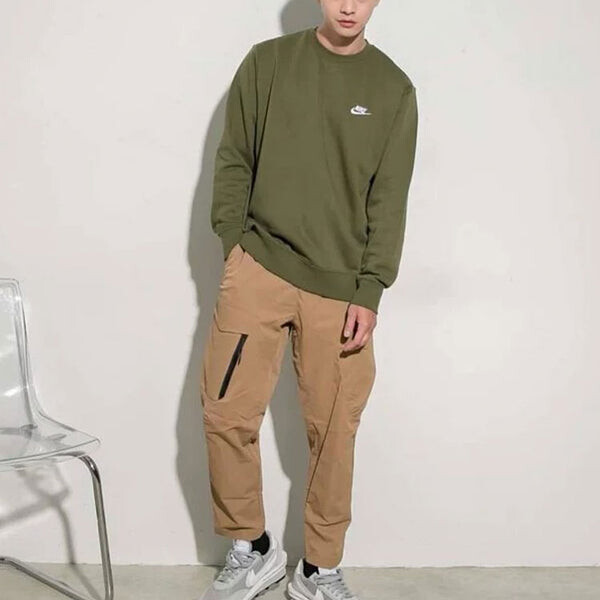 Толстовка Men's Nike Solid Color Logo Embroidered Sports Round Neck Pullover Long Sleeves Green, зеленый — фото 2