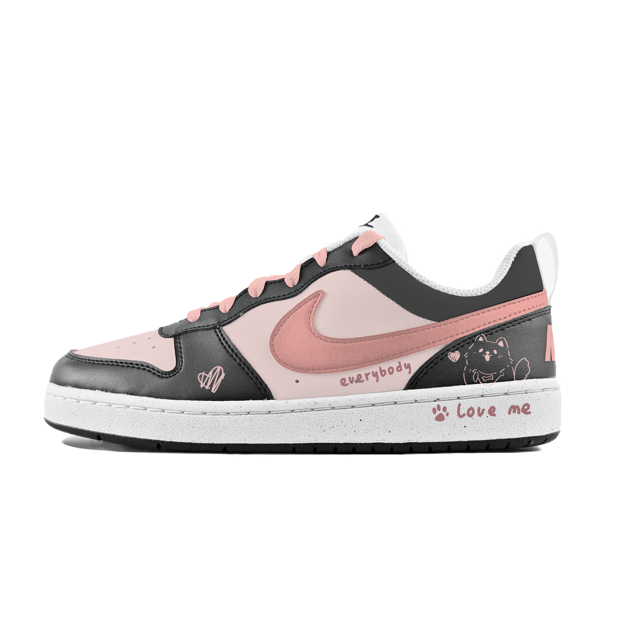 

Nike Кроссовки для скейтбординга Court Borough Puppy с нескользящей подошвой, износостойкие, белые, черные, подростковые