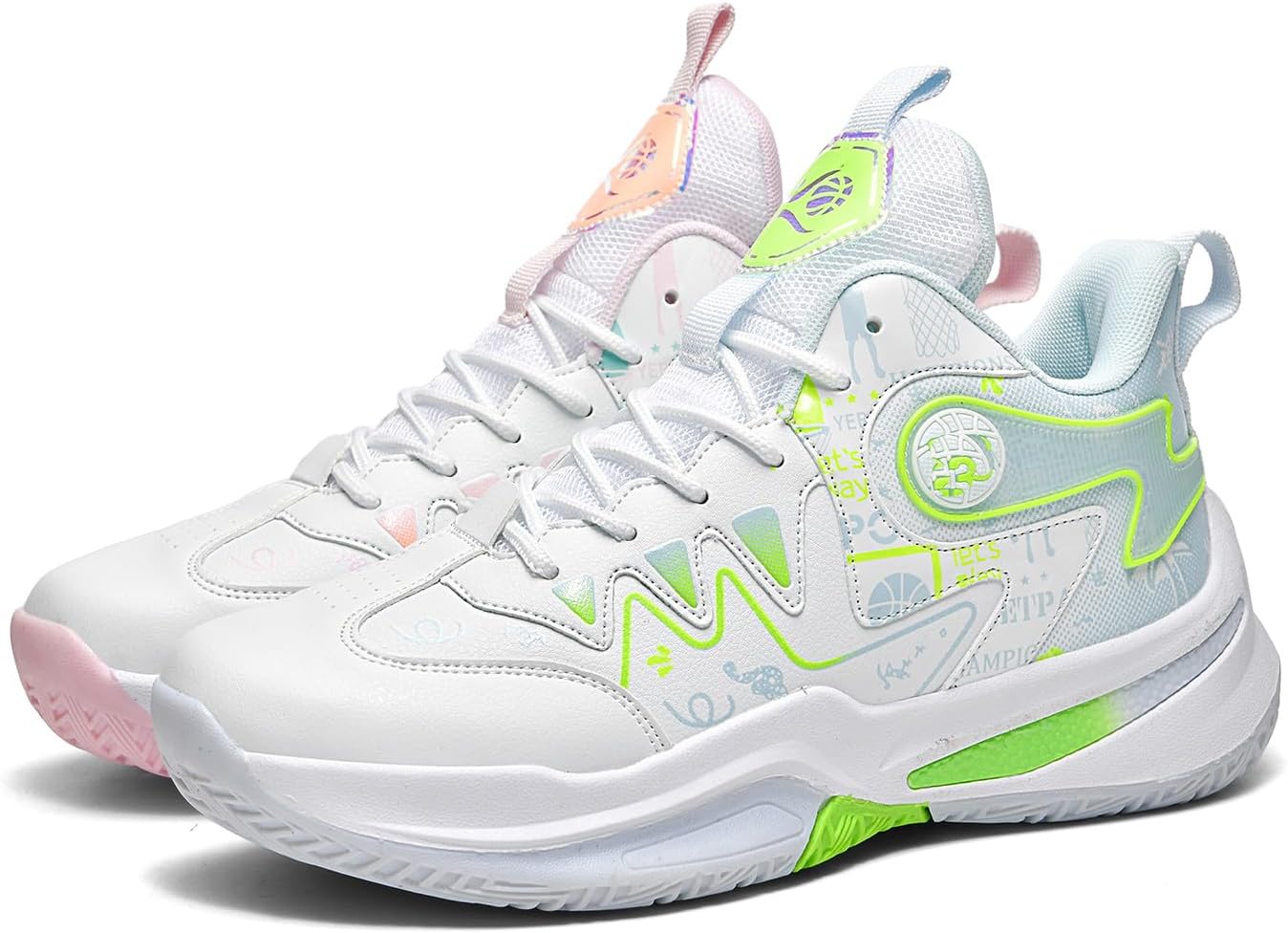 

Унисекс кроссовки для баскетбола VAXAV с высоким верхом, спортивные кроссовки для бега и тренировок, зеленый/розовый