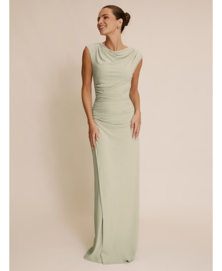 

Женская блузка с коротким рукавом и сборками, с воротником-хомутом, для подружки невесты Six Stories, Sage