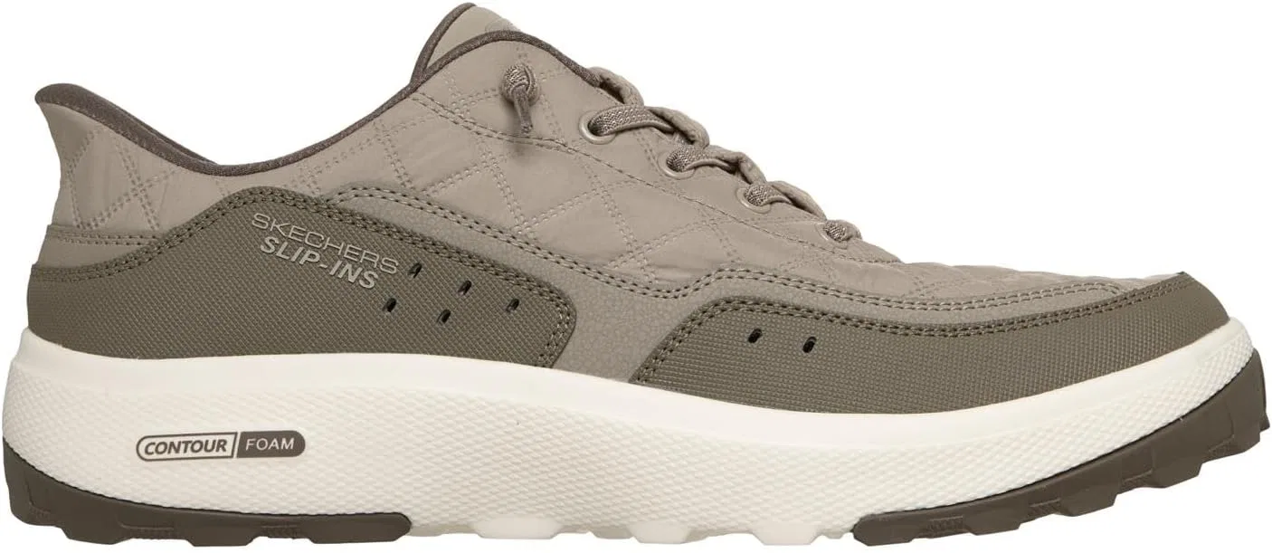 Мужские кроссовки Skechers Urban Explore Cosy Fit Hands Free Slip-in, Taupe Textile Synthetic Trim — фото 4