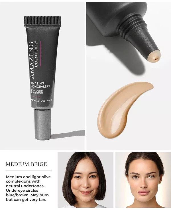 Консилер с полным покрытием, корректирующий цвет Amazingcosmetics, medium beige — фото 2