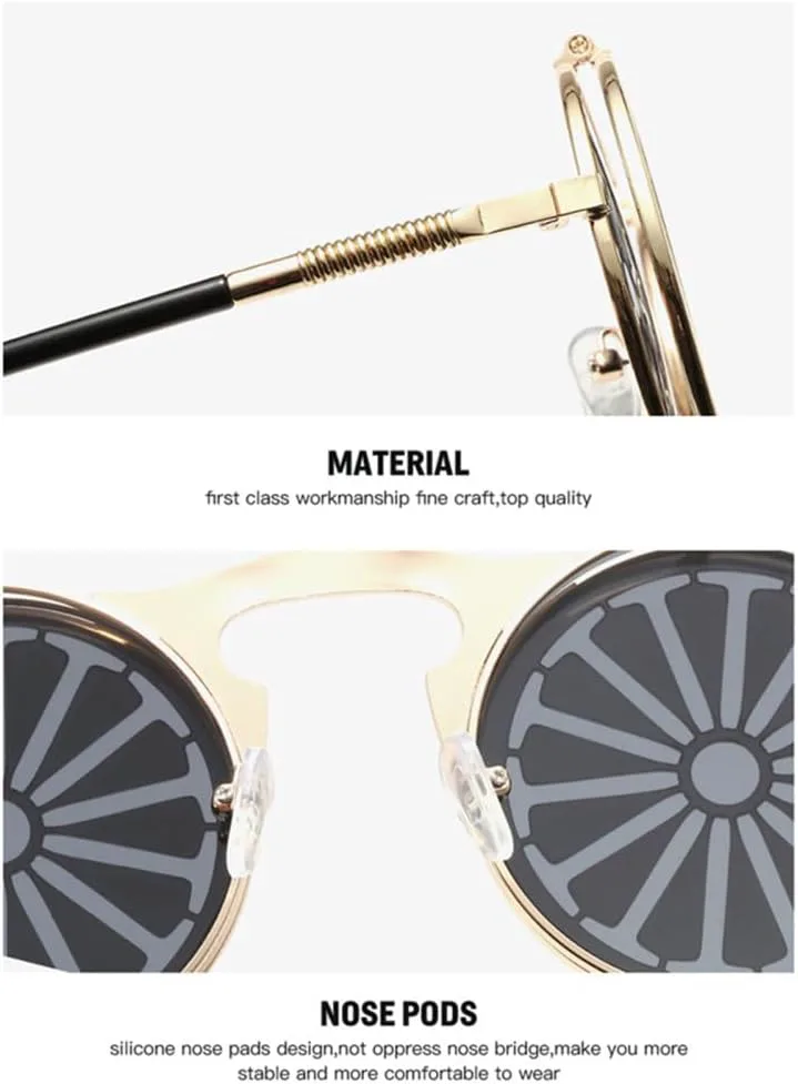 

Ретро круглые металлические панк-очки в стиле стимпанк, большие солнцезащитные очки для мужчин, винтажные солнцезащитные очки в стиле стимпанк для женщин HDUBFY, 2