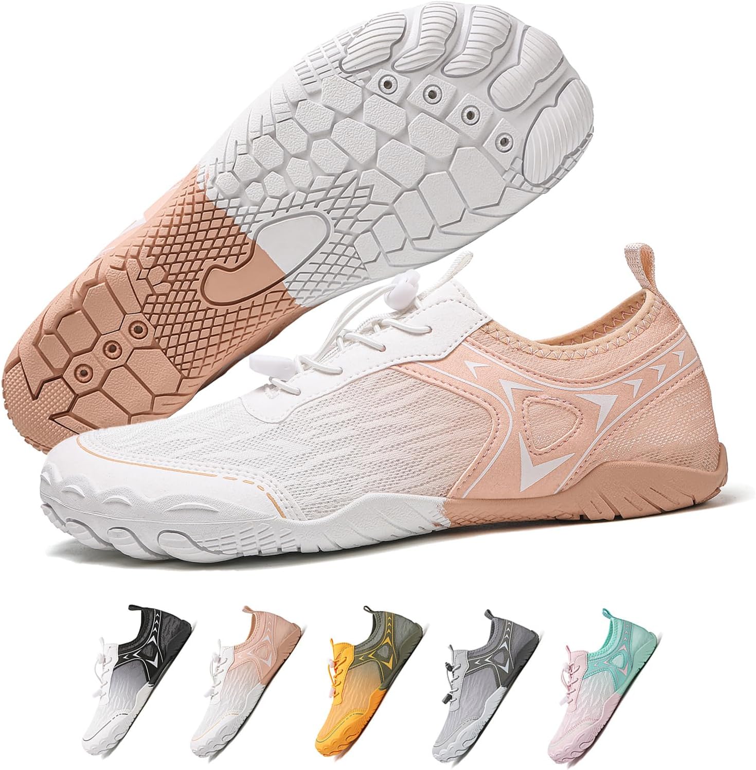 

Кроссовки для женщин и мужчин унисекс, быстросохнущие, с нескользящей подошвой, широким носком Feedmoo, розовый