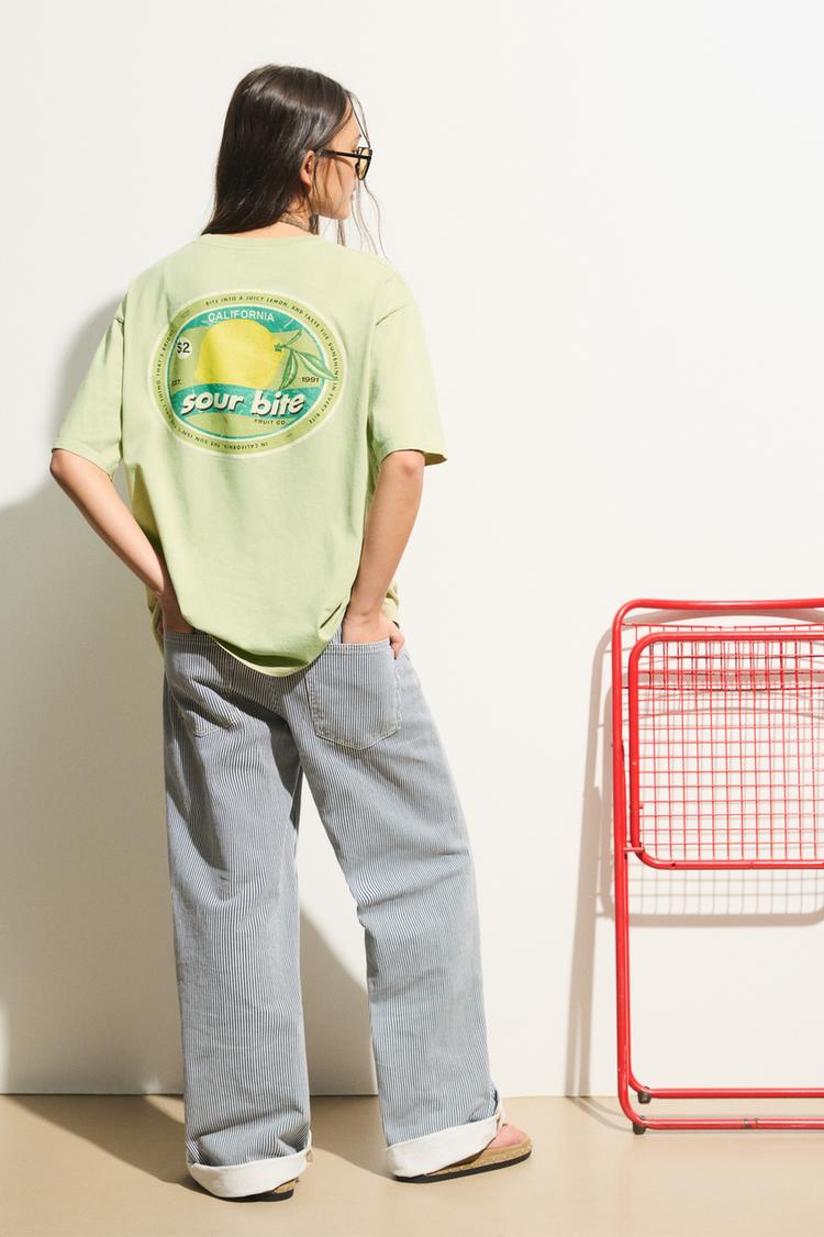 

Футболка с рисунком лимона Pull And Bear, зеленый