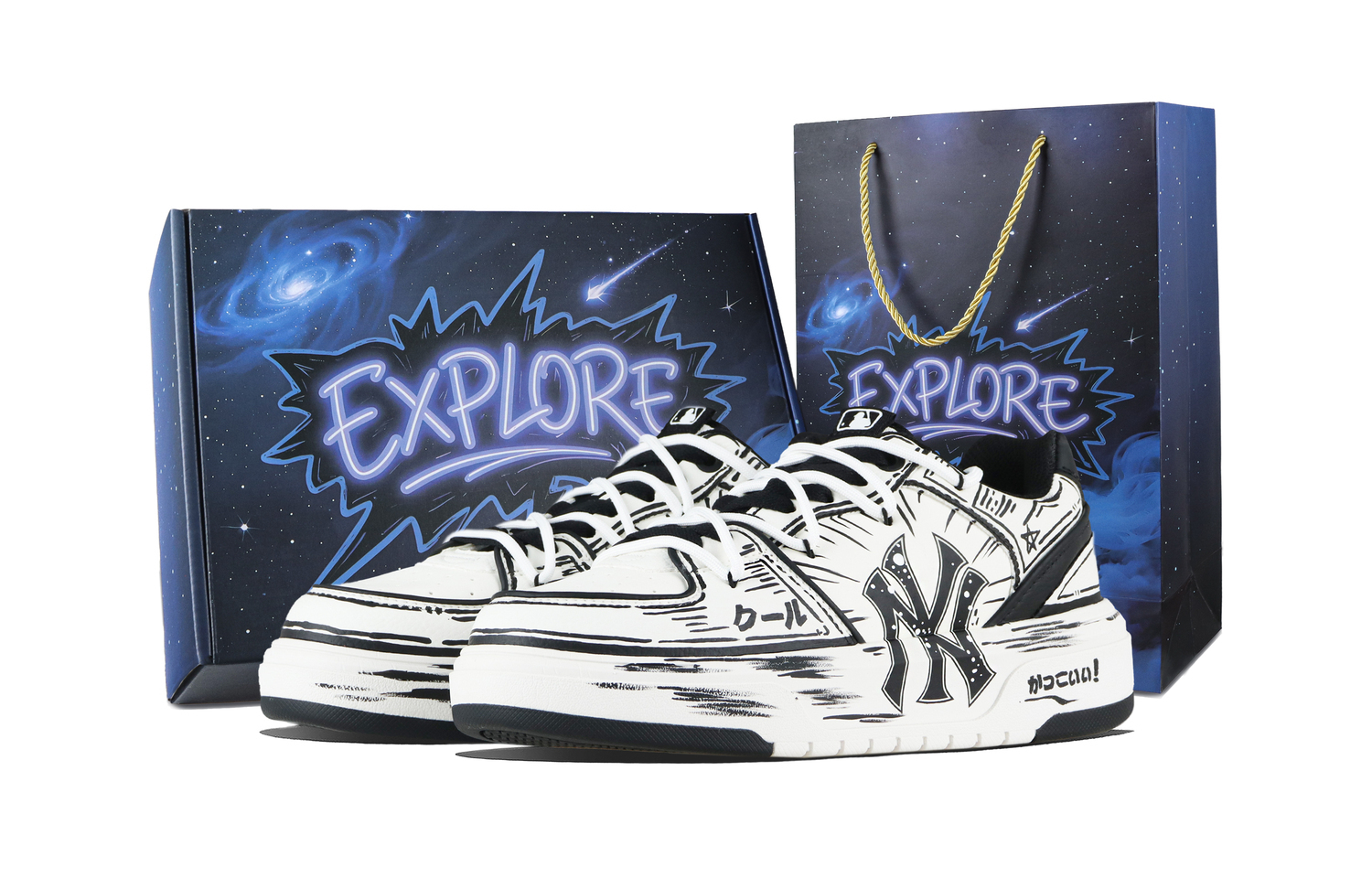 

MLB Черно-белые унисекс скейтерские кеды с усиленной зоной защиты от истирания и массивной подошвой, цвет White