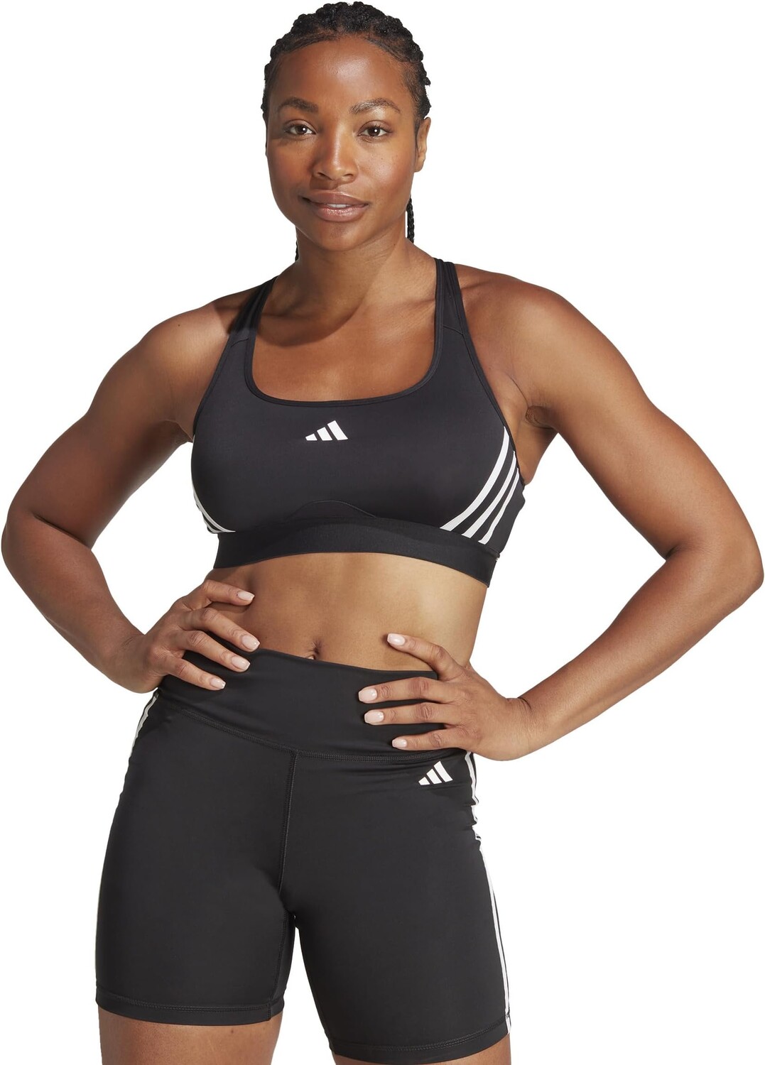 

Бюстгальтер adidas Powerreact Training Medium Support 3-Stripes Bra, цвет Black/White