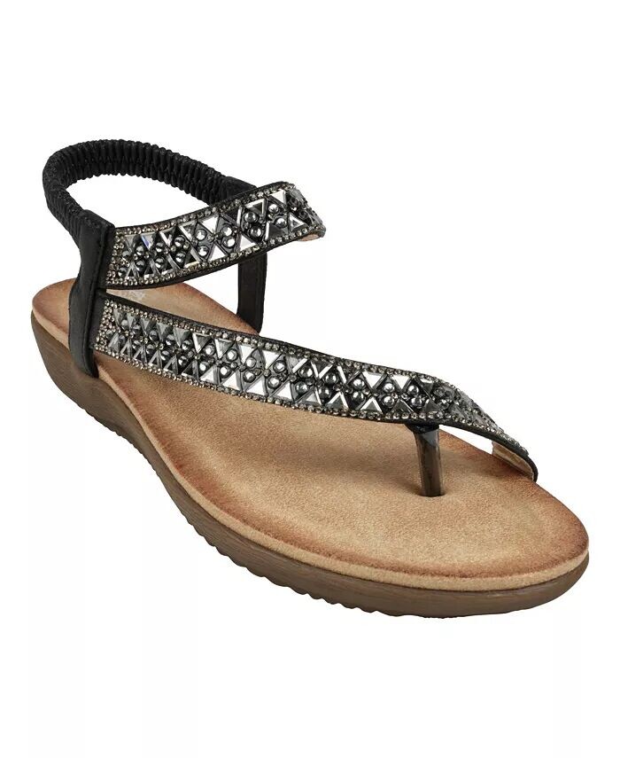 Женские асимметричные сандалии на плоской подошве Reille с украшениями GC Shoes, черный