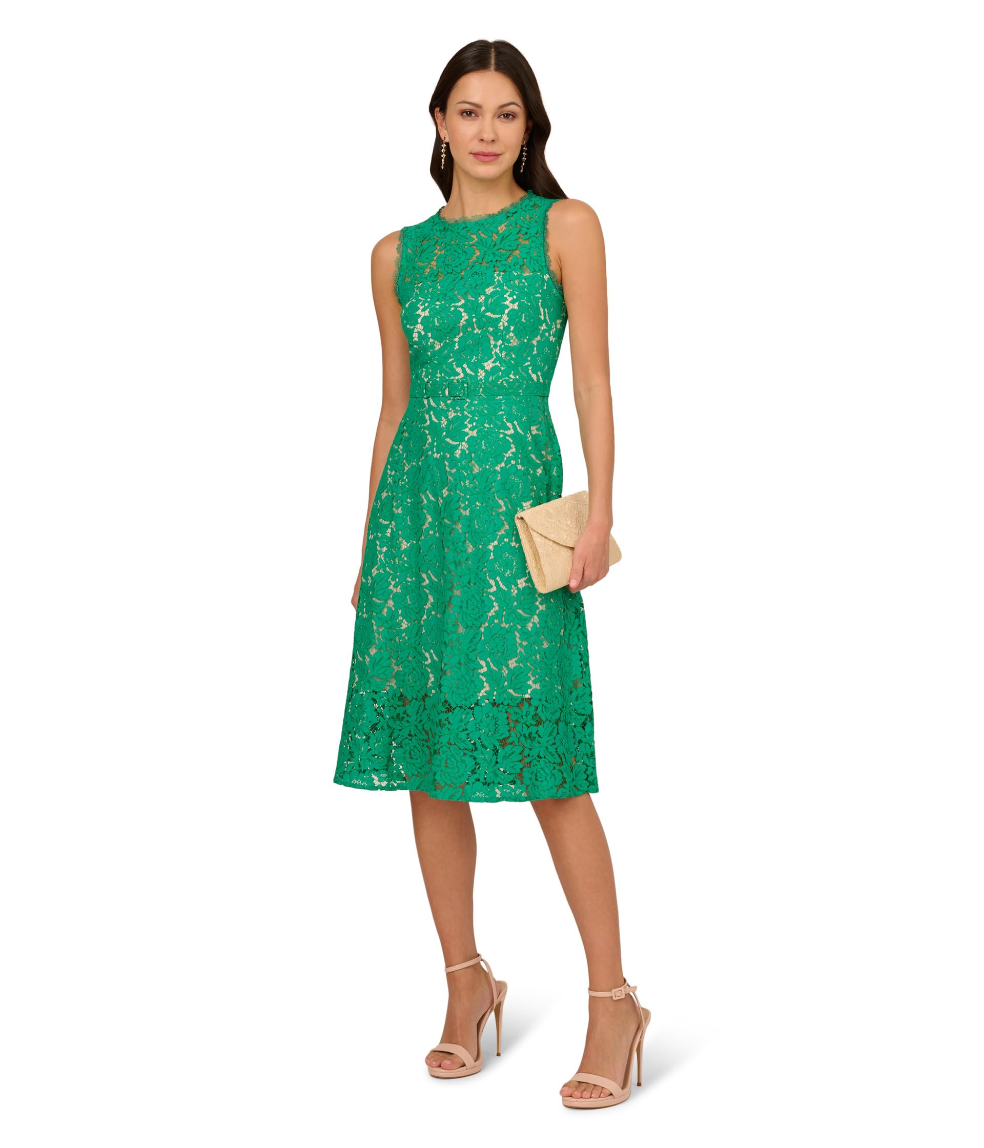 

Платье Adrianna Papell Lace Midi Dress, Botanic Green