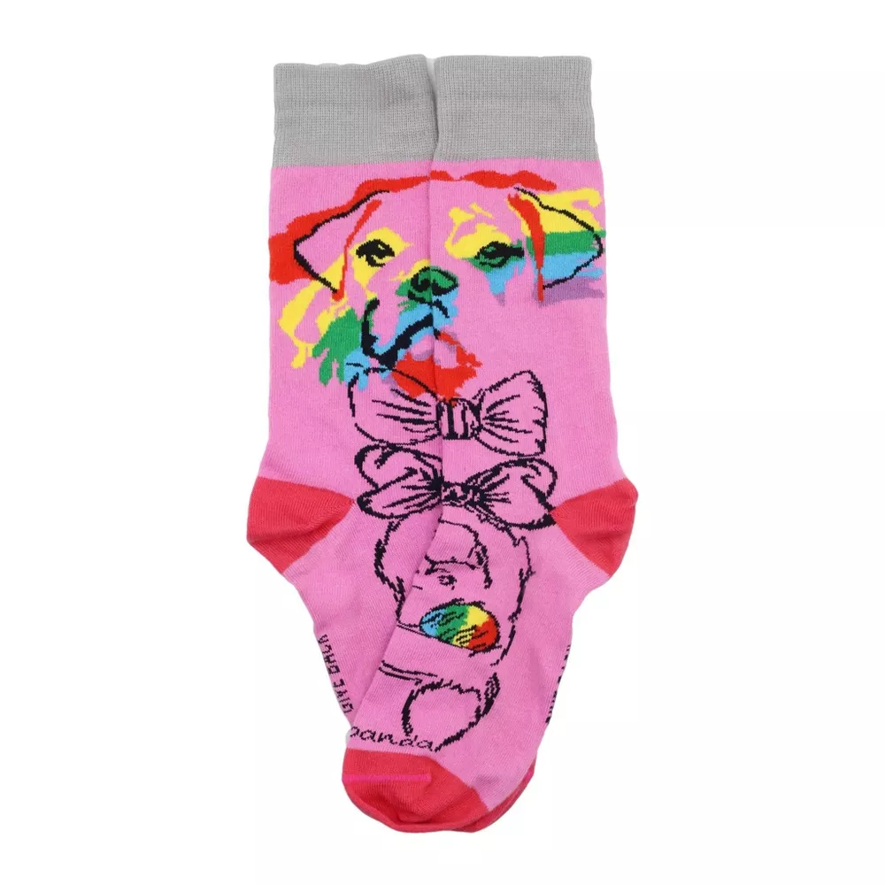 

Розовые светоотражающие радужные носки для собак от Sock Panda (женские размеры для взрослых, средние)