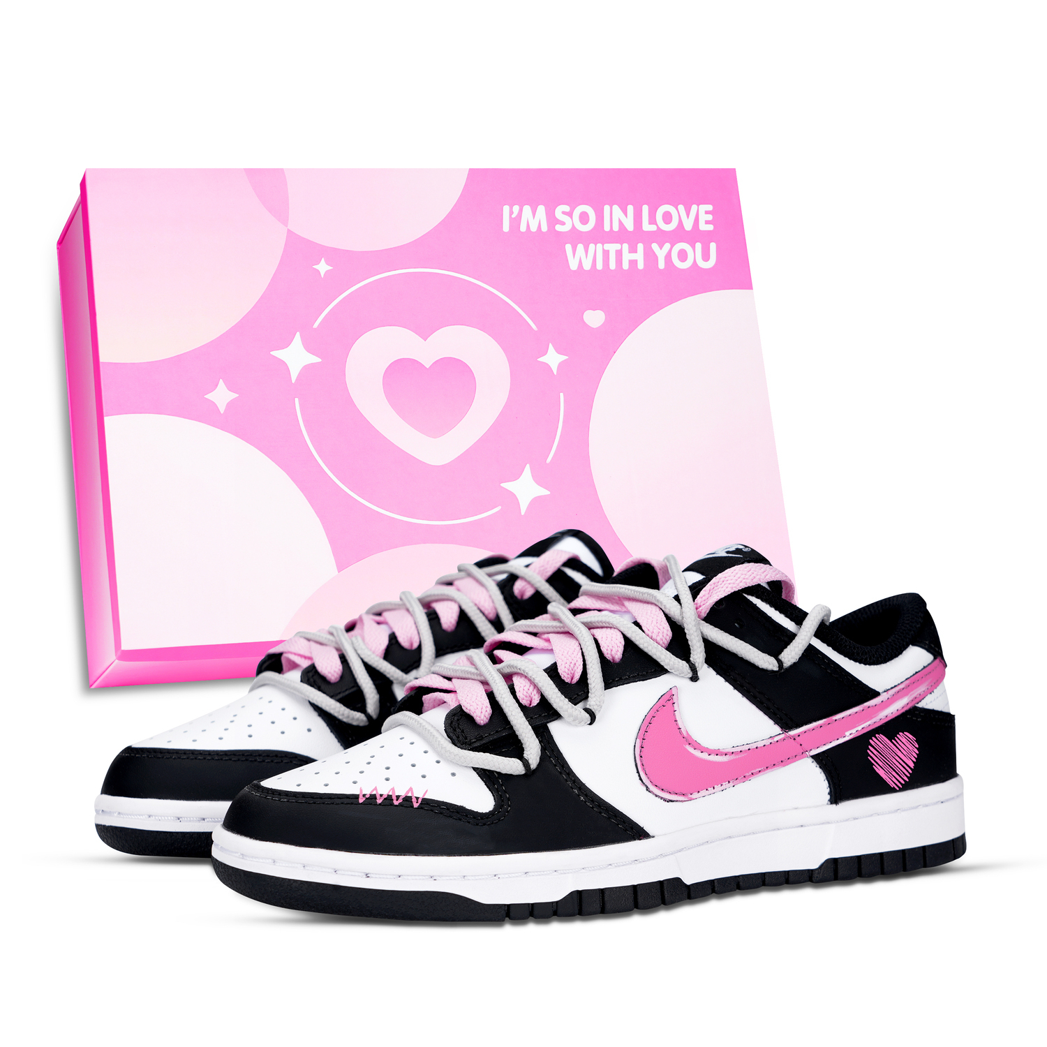 

Dunk Good Mood устойчивые к истиранию низкие кроссовки для скейтбординга Unisex черный белый розовый Nike, розовый