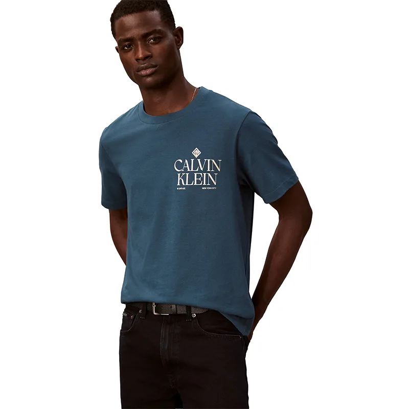 Футболка мужская с круглым вырезом Calvin Klein, 2ET-Turquoise Blue