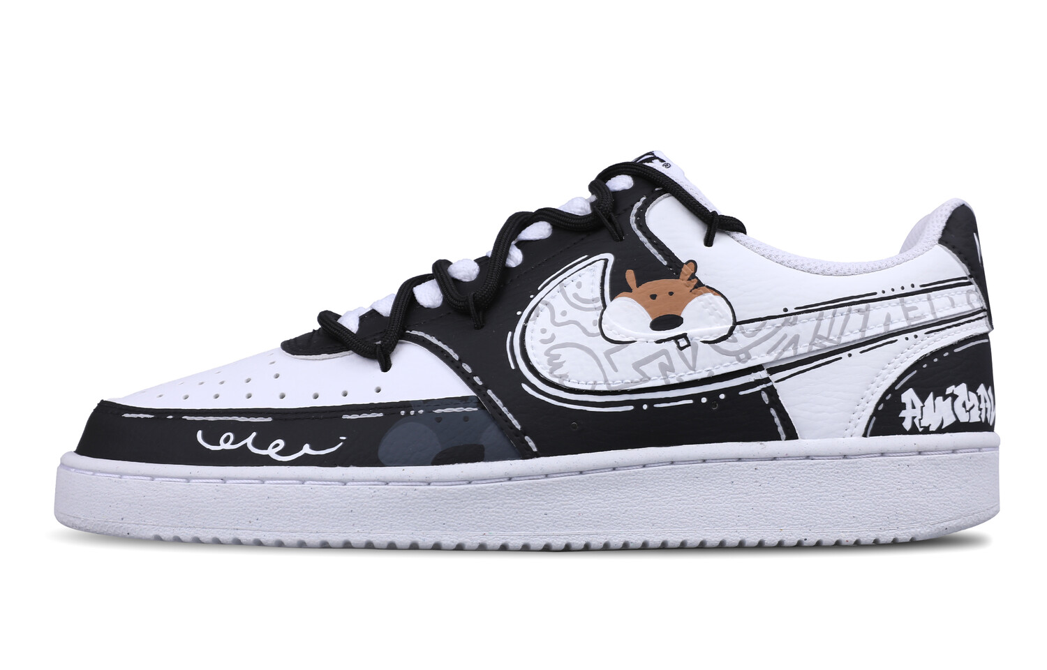 

Кроссовки Nike Court Vision 1 Skateboarding Shoes Unisex Low-top Black/White, черный/белый