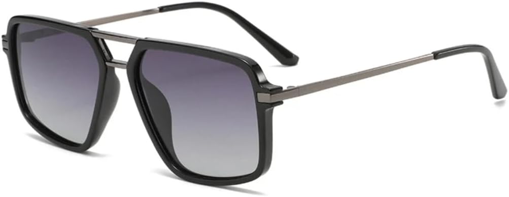 

Модные солнцезащитные очки с двойной перемычкой, квадратной формы, для женщин, класса люкс, ретро-градиентные, для мужчин, для активного отдыха, защита от УФ-излучения UV400 TVTBBVV, Black Gray Gradient