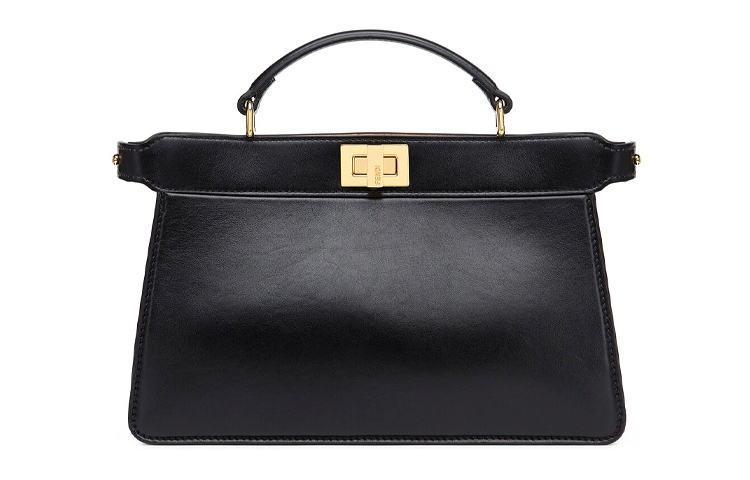 

Кожаная сумка Peekaboo ISeeU через плечо на ремне женская черная FENDI