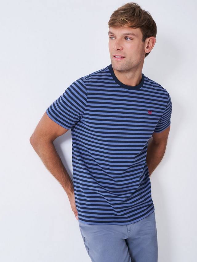 

Футболка Feeder с коротким рукавом, хлопок, обычная посадка, полоска Crew Clothing, Blue