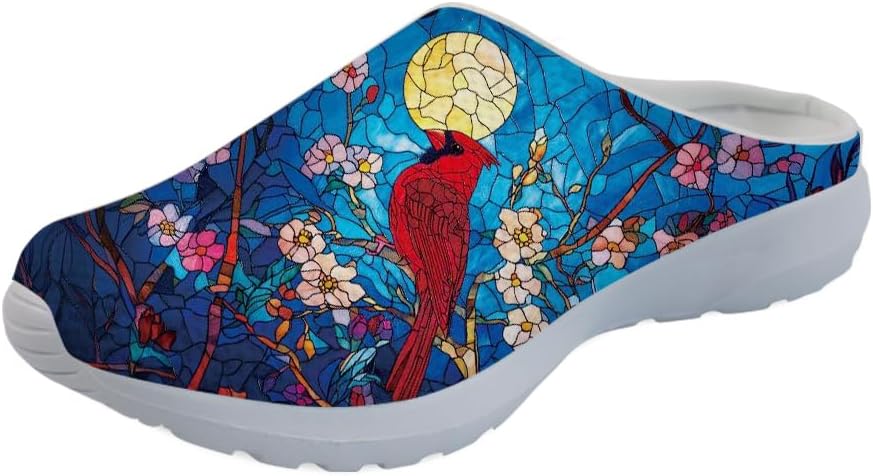 

Женские сабо-клоги Forchrinse Blue Palm Tree с сеткой, легкие для ходьбы, с мягкой поддержкой свода стопы, для работы, ухода за больными, красный