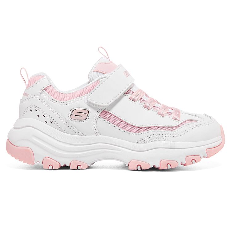 Skechers Скользоустойчивые амортизаторы с устойчивостью к истиранию детские повседневные кроссовки бело-розовые для подростков — фото 4