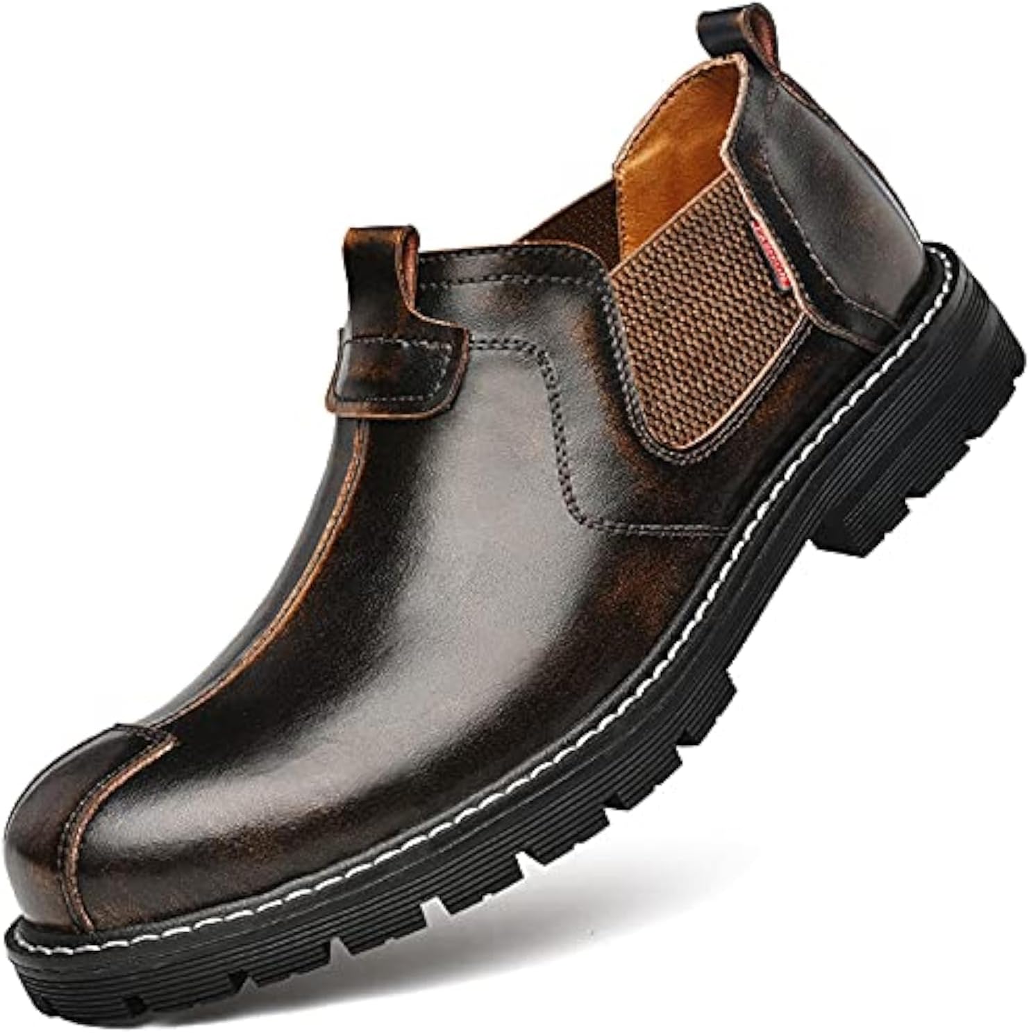 

Мужские оксфорды для мужчин, повседневная и официальная обувь, мужские ботинки Челси из кожи, модная обувь для мужчин, коричневого, черного, желтого и белого цветов, большие размеры, рабочая обувь из телячьей кожи DZUJY, коричневый