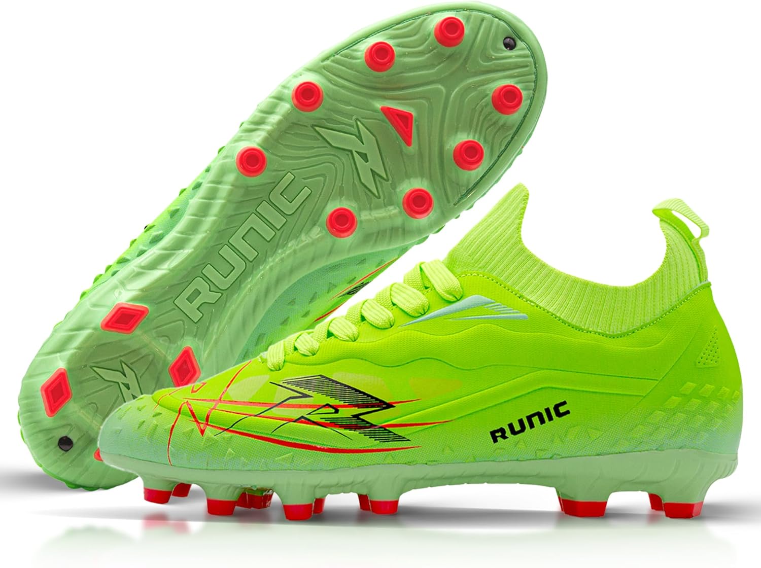 

Мужские футбольные бутсы - легкие, для скорости и сцепления - носок вокруг щиколотки для контроля, комфорта и устойчивости на всех полях Runic, Lemon