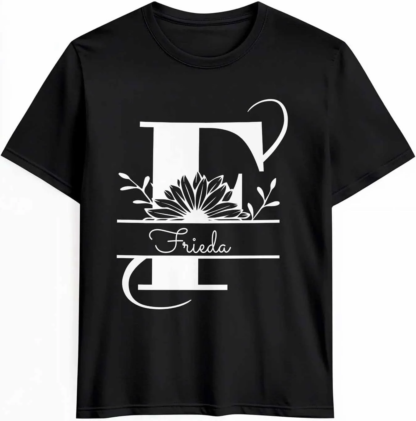 

Футболка с именем или текстом, Letter F, Unisex, Cotton, Round Neck Vaxbryntel